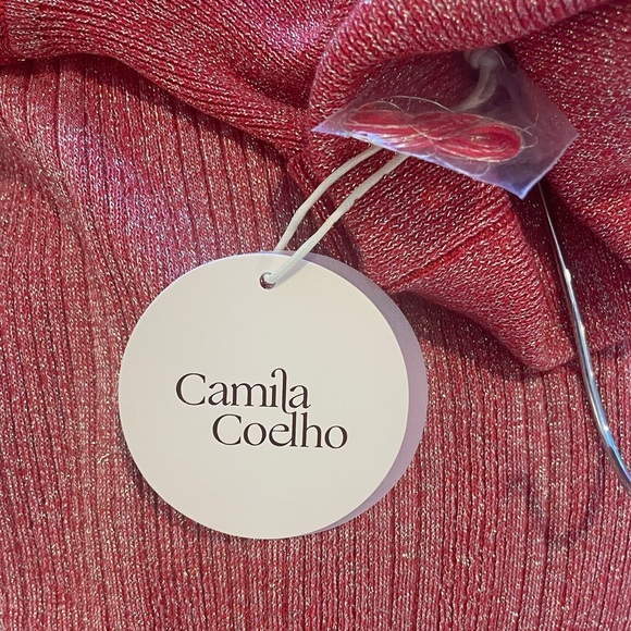 Camila Coelho Gold Moon Dress in Red & Gold Metallic - Picture 5 of 6